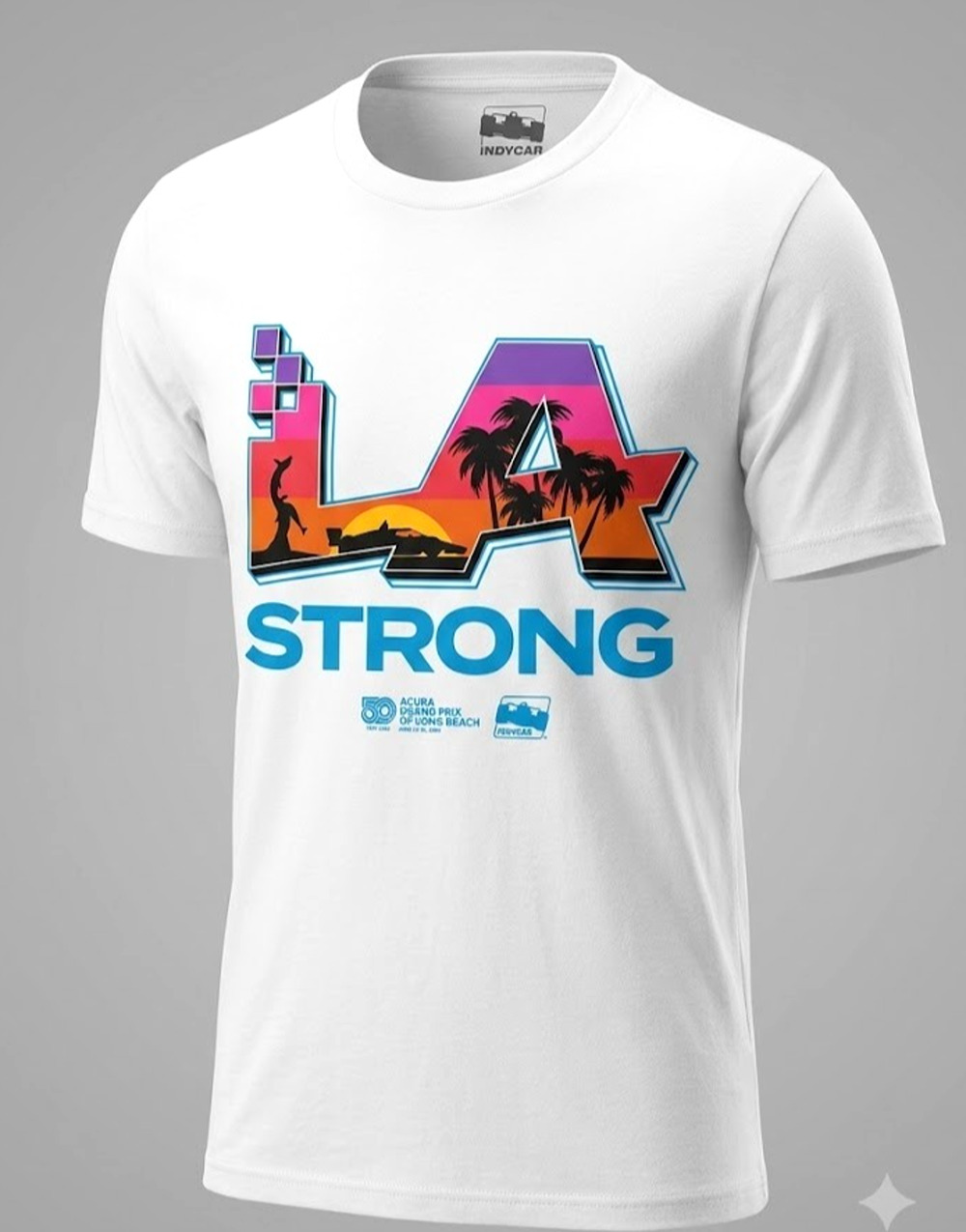 New IndyCar Acura Grand Prix Long Beach LA Strong T-Shirt Small White Graphic